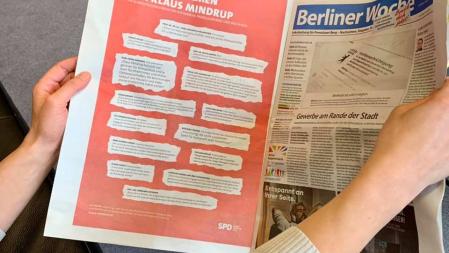 aufgeschlagene Seite der Anzeige in der Berliner Woche